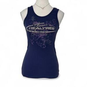 Real Tree Y2K 2000 Grunge Mcbling Fitted Full Length Graphic Tank Top Size Small